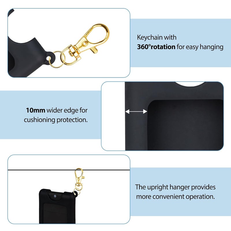 VANEST Silicone Case Compatible with Noshinku Pocket Hand Sanitizer, Protective Case with Keychain for Refillable Travel Size, Hand Sanitizer Spray Accessory (Black) - Image 5